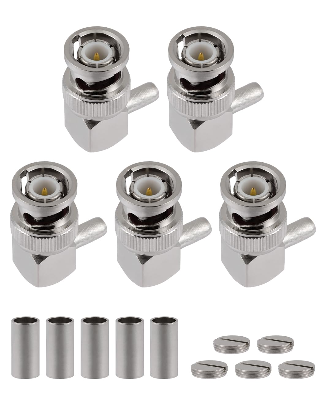Vecys 2 Adattatori BNC Femmina A N Maschio A 90° – 50 Ohm, Placcati Oro, 0~3GHz Per Antenne - 5