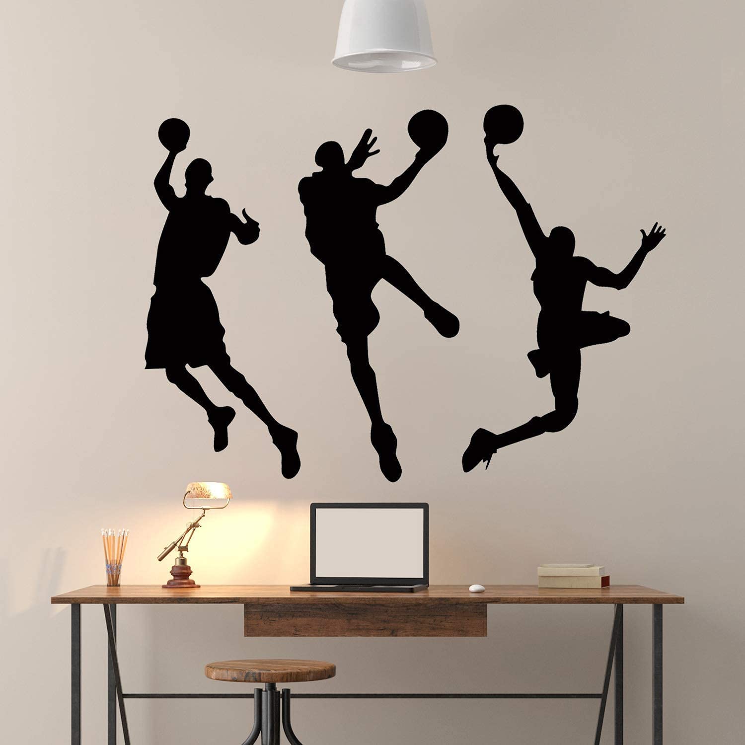 DNVEN Czarne 53 incehs x 81 cm winyl koszykówka 3 koszykarze slam Dunk sylwetka naklejki ścienne naklejki do pokoju chłopca