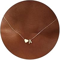 Turandoss 18K Gold Plated Heart Initial Necklace A-Z for Women Teens - Dainty Personalized Pendant Tiny Jewelry Birthday Gift