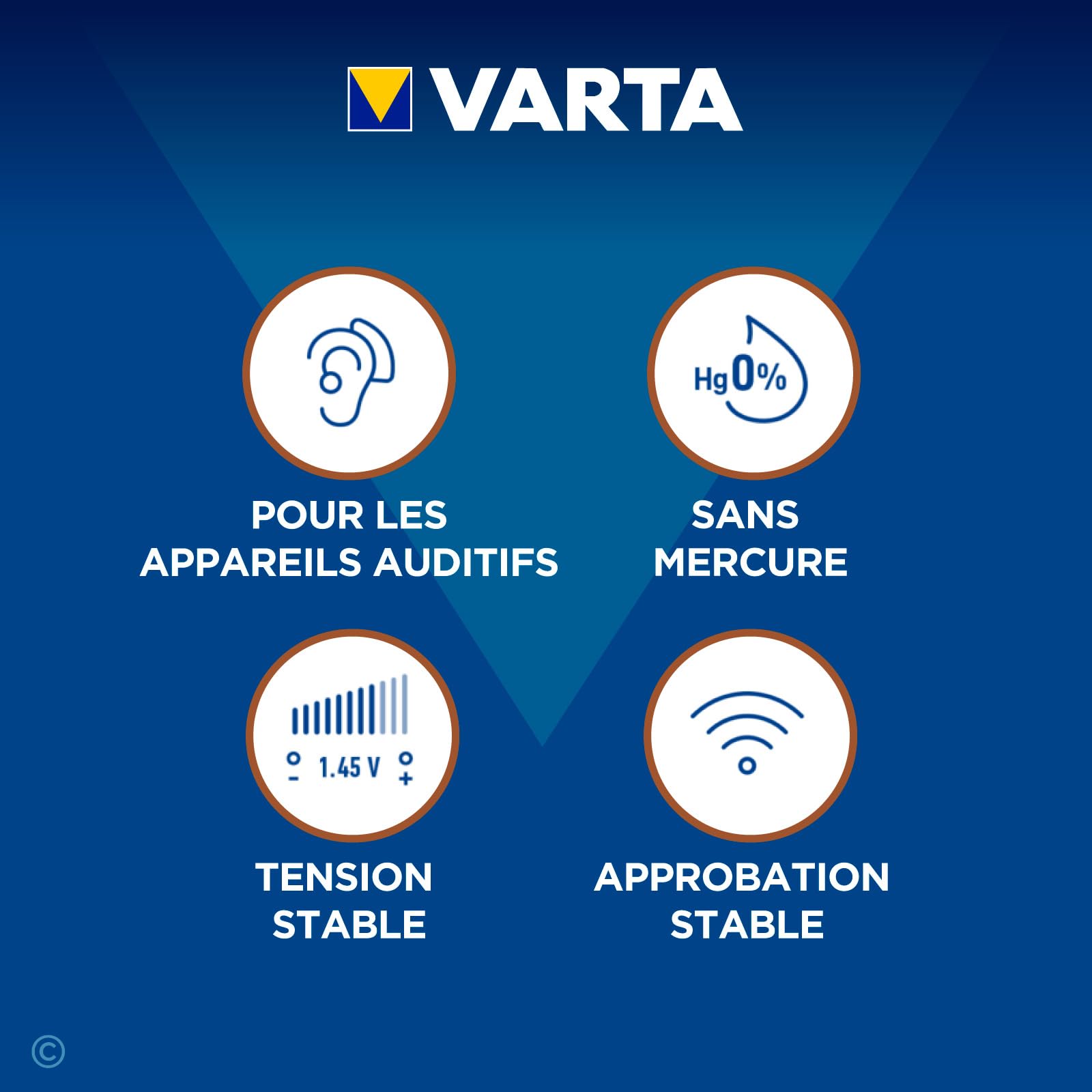 60 Piles Auditives Taille 312 (Marron) PR41 VARTA Zinc Air Tension Stable Longue Durée Résistantes aux Fuites Compatibles avec Tous Les Dispositifs Made in Germany - 10 Blisters de 6 Piles - 2