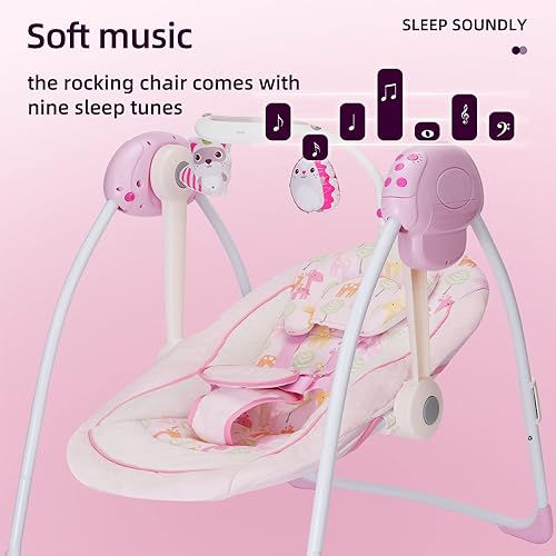 Miniatura 8 de Comodidad columpio portátil, cómoda mecedora para bebé con música relajante, plegable, diseño biónico, descansa tranquilamente (25103)