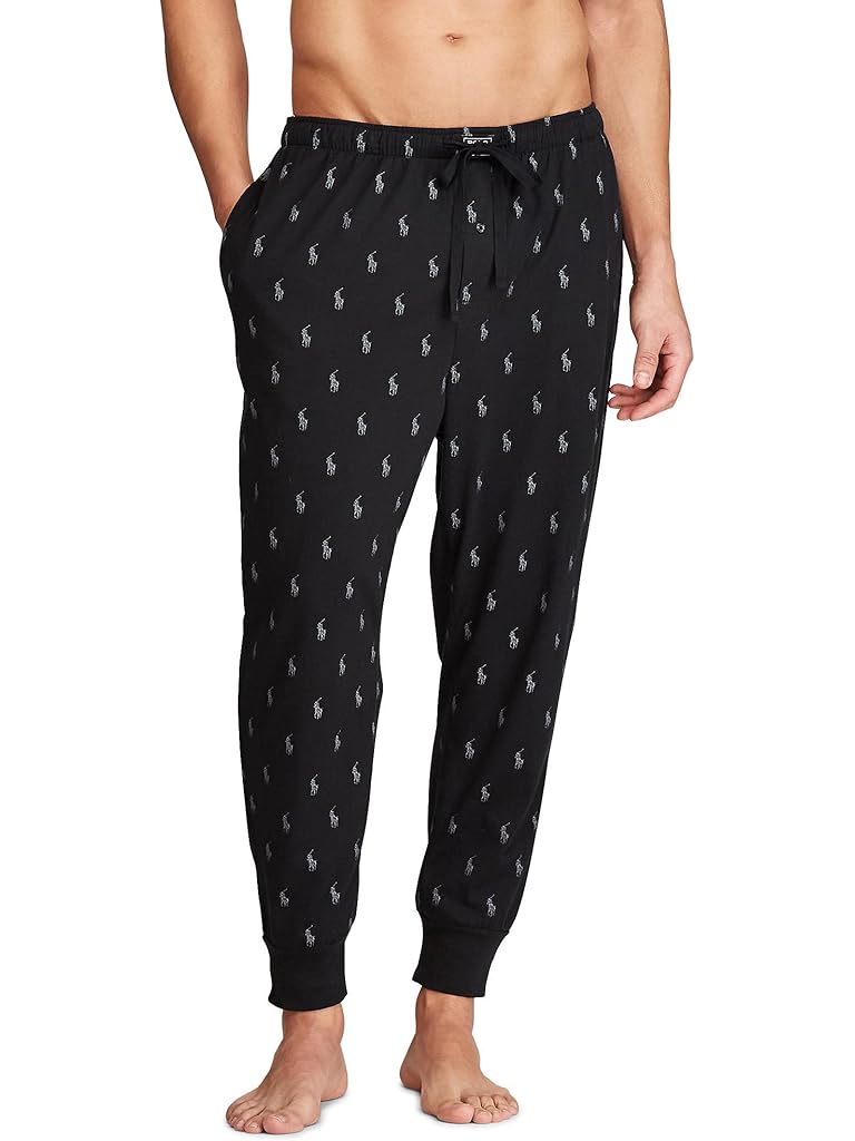 Black Polo Ralph Lauren Knit Covered Waistband Sleepwear Jogger Pants