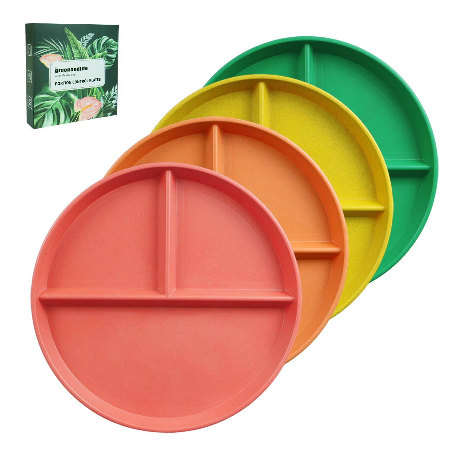 Greenandlife 9 Inch 4PCS Unbreakable Portion Control