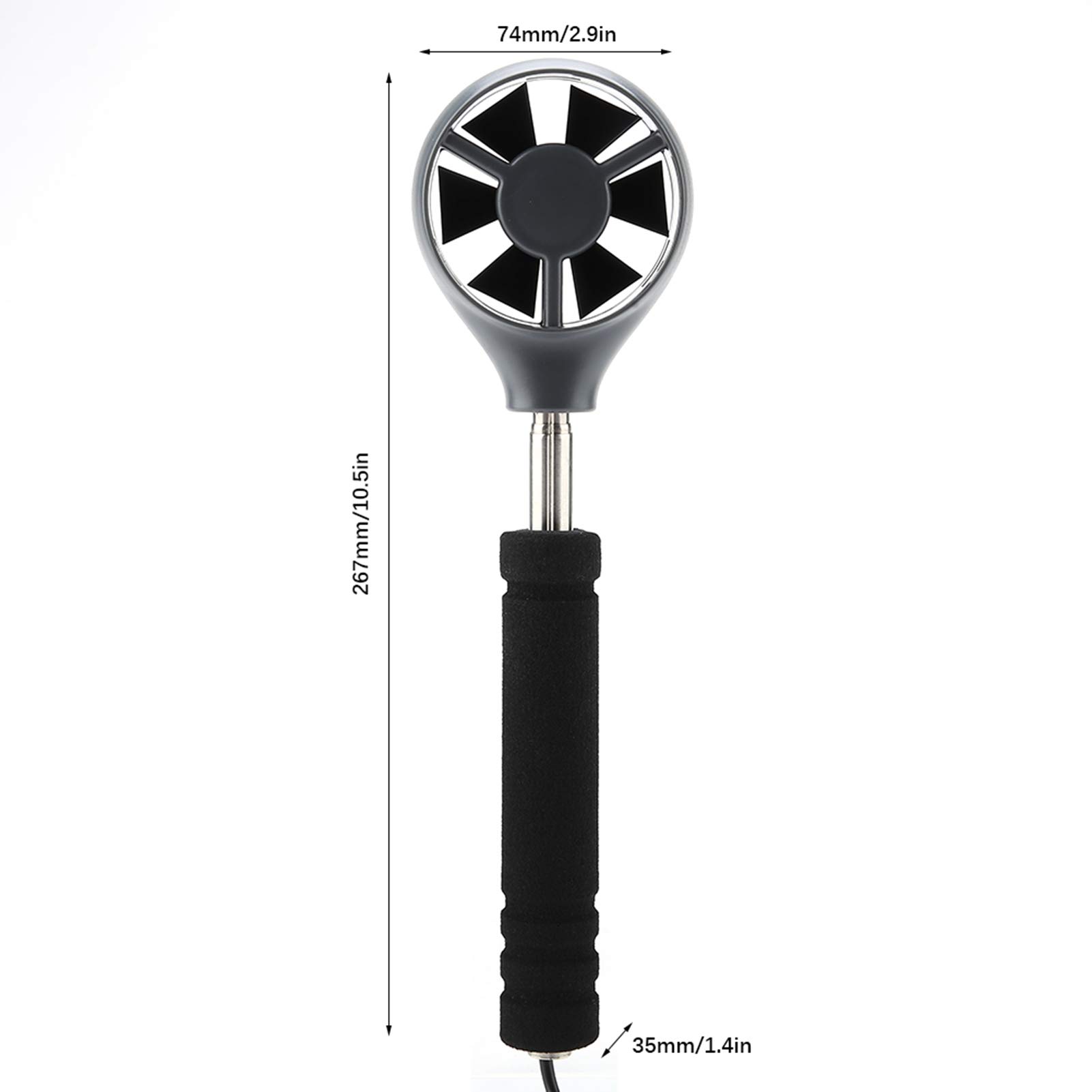 Anemómetro digital, anemómetro digital de mano GM8902 + Pantalla LCD digital con pantalla LCD con luz de fondo para velocidad del aire, flujo de aire, temperatura