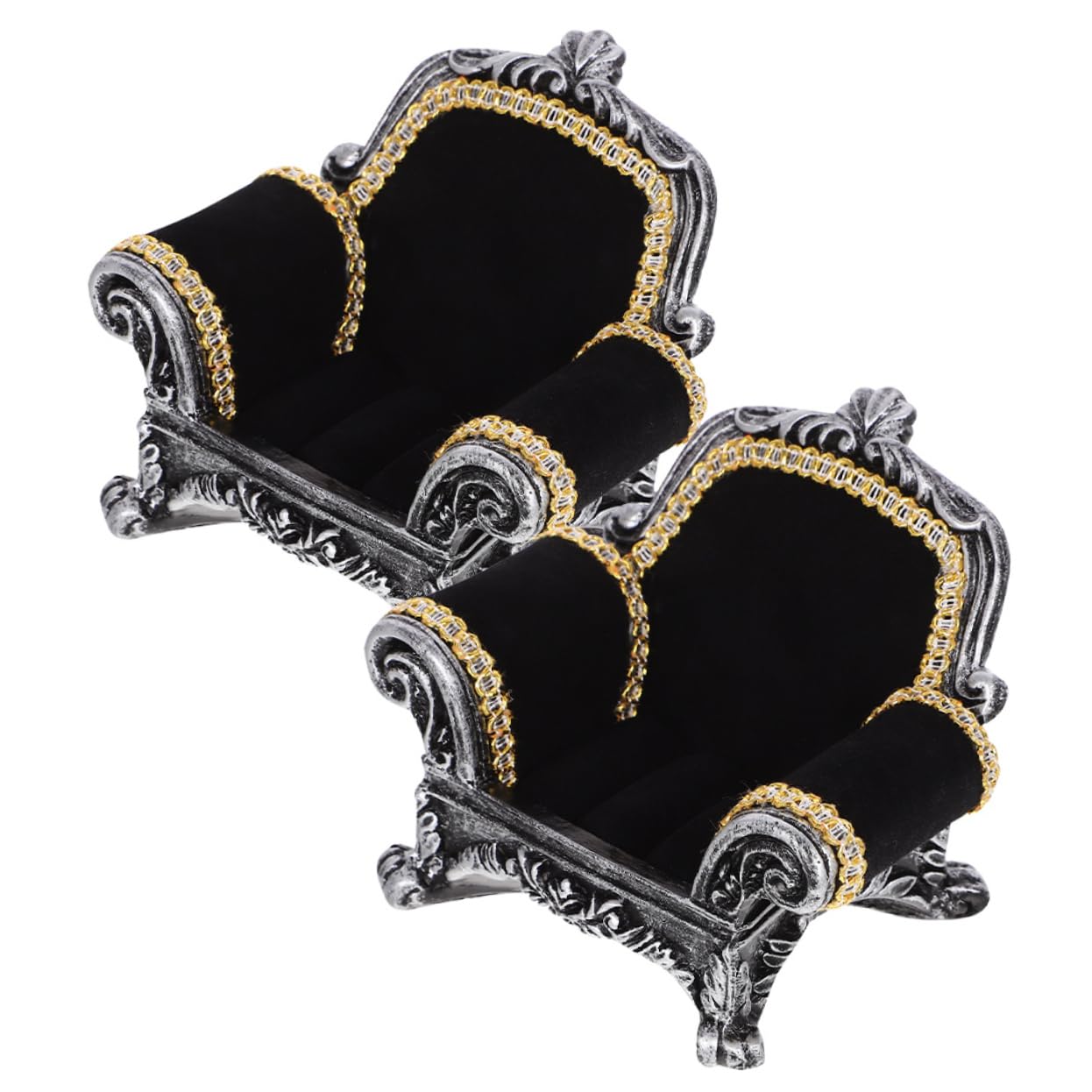 POPETPOP Schmuckorganizer Ringhalter Sofaform 2 Stück Schwarz Kunstharz
