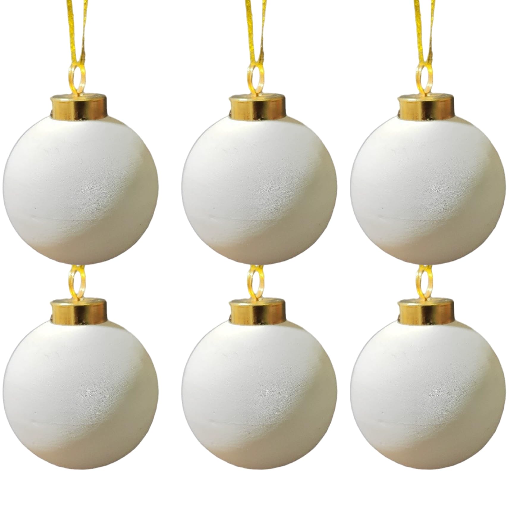Tsawntd Christmas Ceramics to Paint 6Pcs, White Blank, 2.4in Xmas Decor Christmas Balls Ceramic Ornaments Balls Ornaments