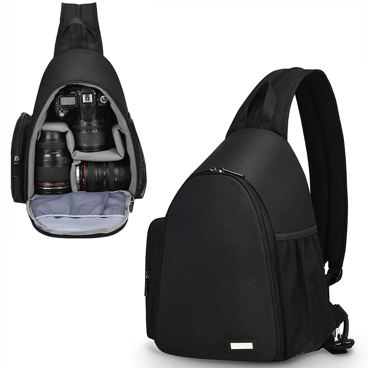 Angju Camera Bag, Sling Camera Case Shoulder Backpack with Tripod Holder for Canon Nikon Sony Pentax DSLR SLR Mirrorless Cameras Black