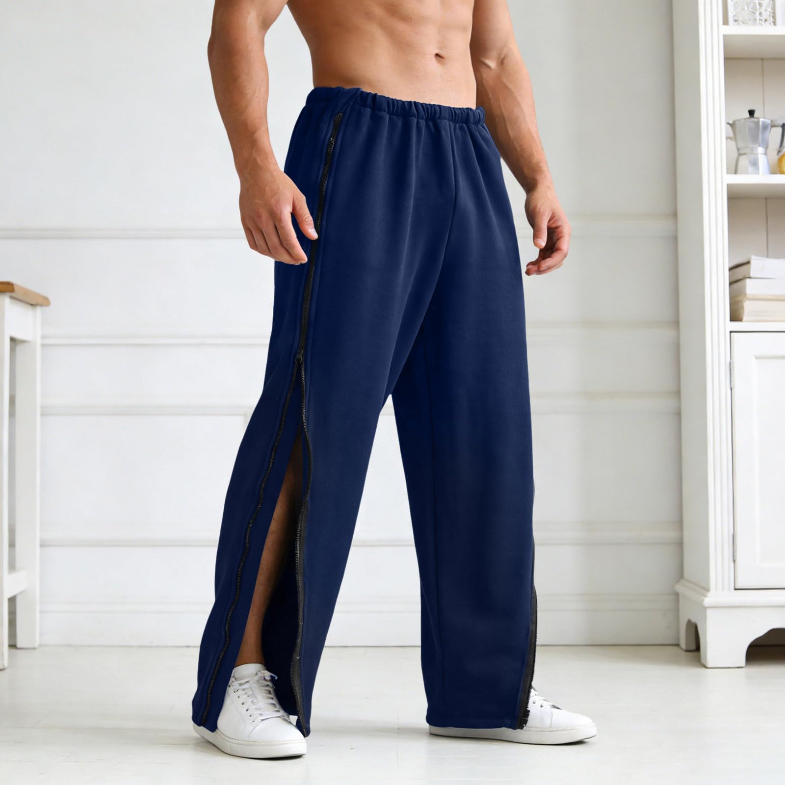 Derong Herren Freizeithose, Kleidung Nach Knochenbruchoperationen, Leicht An- Auszuziehendes Kleidungsstück für Akupunktur Physiotherapie Herren Freizeithose Lang Gym Pants