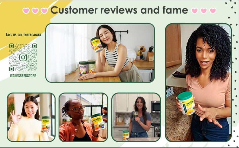 Miniatura 8 de Wake Antioxidant Super Greens, el mejor superalimento natural en polvo, espirulina y clorella, vitamina B12, bebida vegana sin OMG, mezcla de jugo y