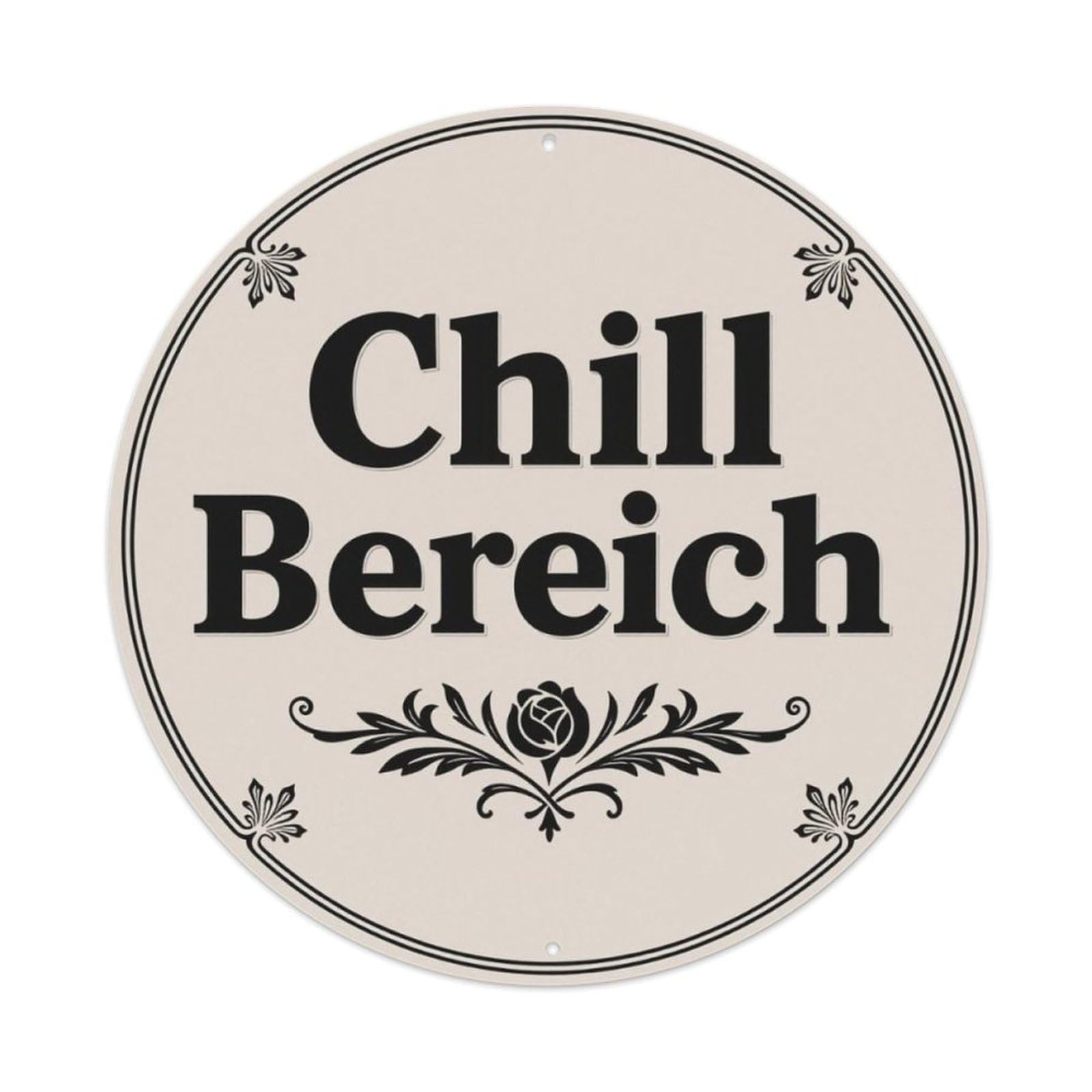 German Chill Bereich Rose Floral Round Sign Vintage Aluminium Metal Sign, Retro Wall Decor for Home, Bar, Garage & Farmhouse 20x20cm