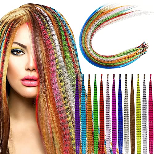 Mèches colorées pour extensions de cheveux - Perruques synthétiques avec plumes de zèbre et croix Cover