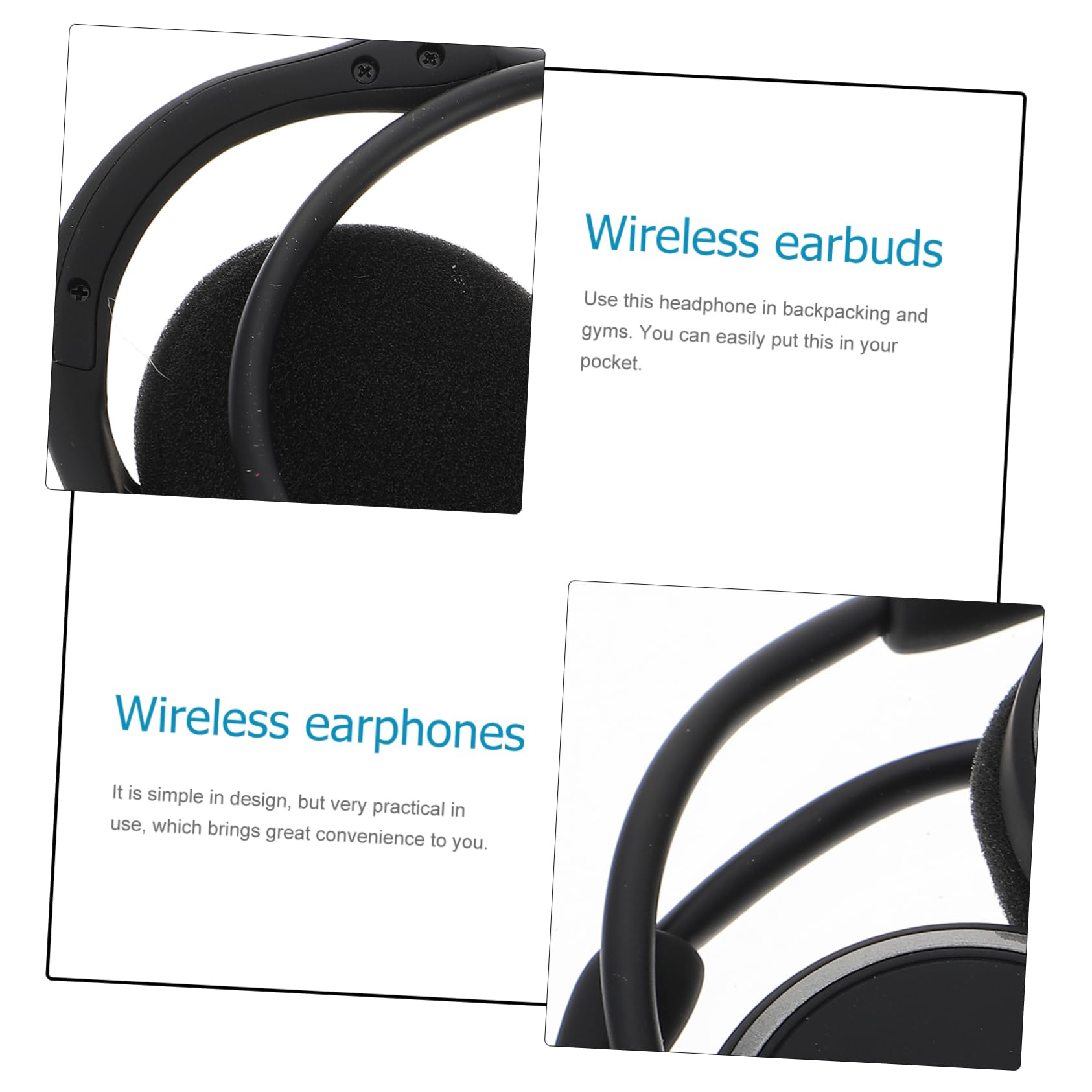 Operitacx Auricolari Wireless Sport Gancio, Cuffietta senza Filo con Tecnologia 4.1, Design Ergonomico e Comodo Occhiali, per Corsa, Nero