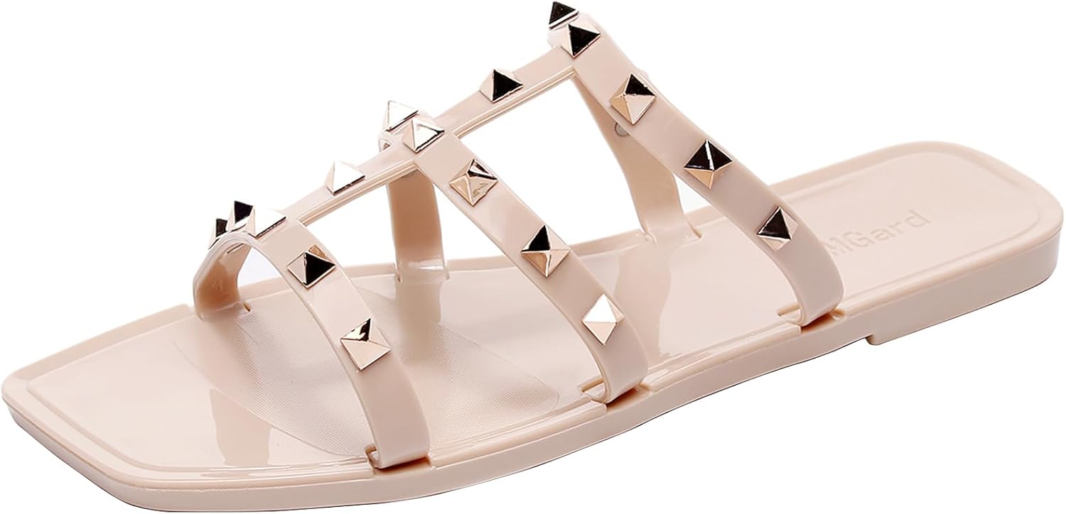 OMGard, Studded Jelly Sandals Flat, womens, Flat Sandal