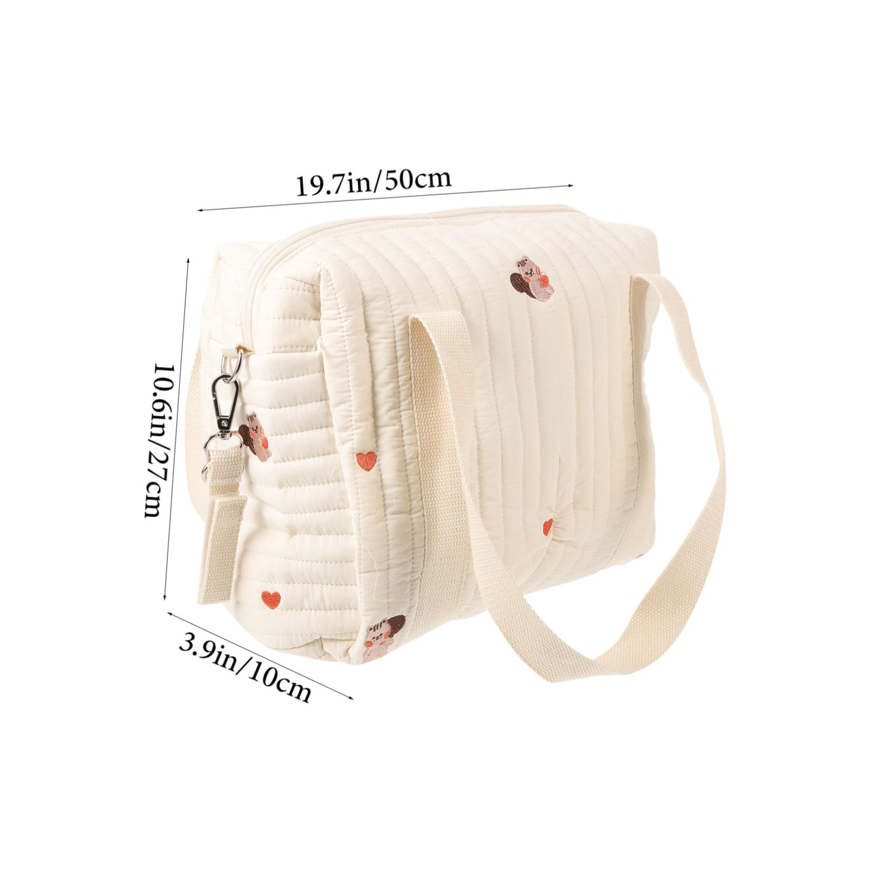 Borsa per Pannolini in Cotone Ricamato, Portatile, Doppia Tracolla, Si Aggancia al Passeggino, per Viaggio e Contenere Pannolini