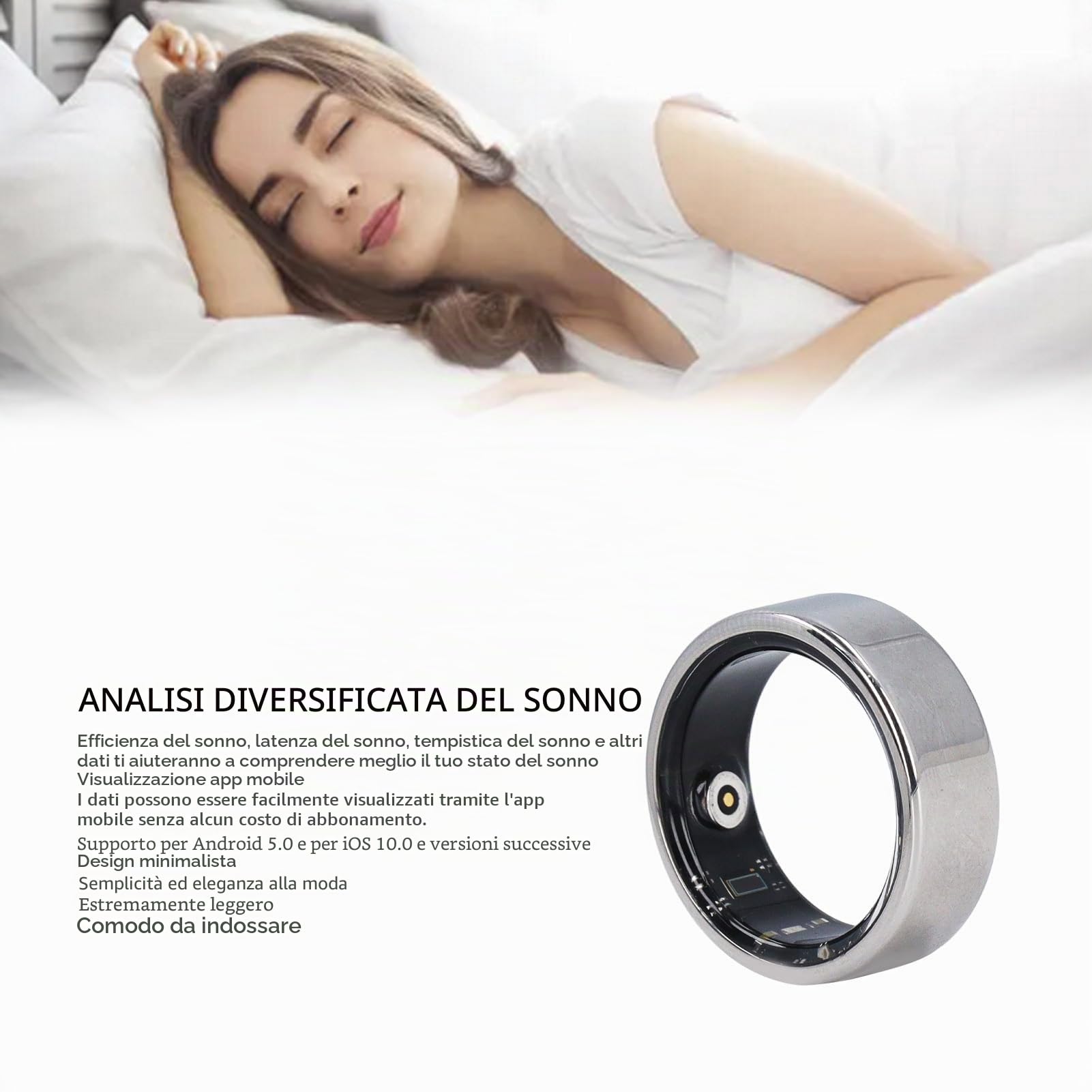 Smart Ring per Uomini e Donne, Smart Ring Health Tracker, Anello Fitness Tracker Impermeabile, Analisi del Sonno e Monitoraggio degli Esercizi, Prodotto Indossabile Innovativo (#6)