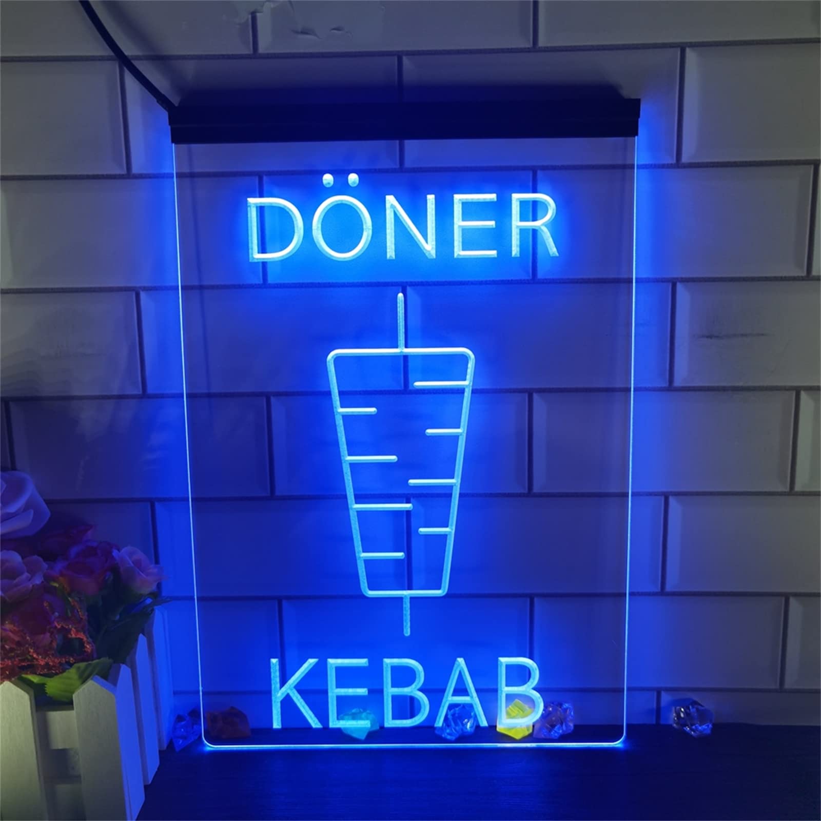 Niestandardowy sklep z kebabami LED neon, ściemnianie USB wyświetlacz 3D neony do dekoracji ścian restauracji lampki nocne,Rgb,20x30cm