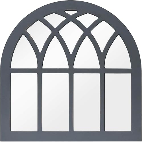 Espejo de ventana para decoración de pared, espejo arqueado de catedral, espejo de marco de madera vintage para sala de estar, entrada, baño,