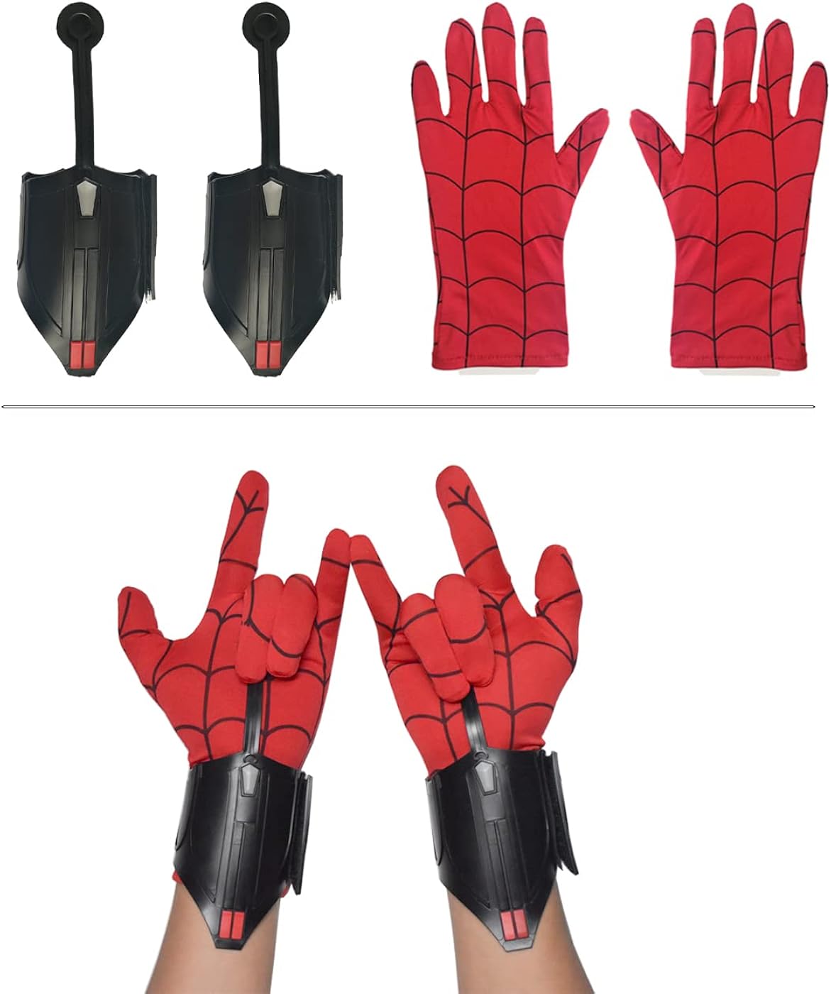 Miniatura 6 de Spider-man Web Shooters para niños superhéroe Web Shooters Cosplay Launcher Bracers Toy incluye guantes