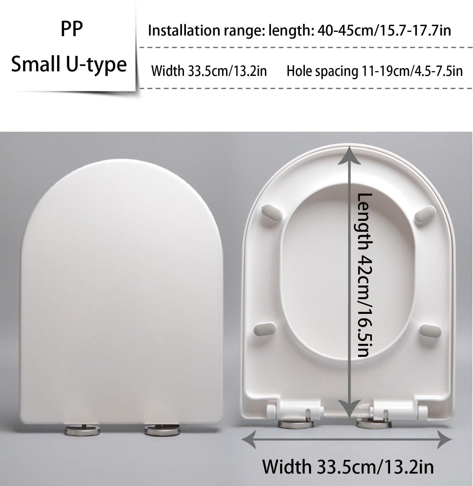 V/D/U - Funda para asiento de inodoro de cierre silencioso, ajustable de 360°, fácil de desmontar y quitar, fácil instalación y limpieza, PP, se adapta a inodoros estándar de 46 x 36 cm