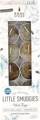 Miniatura 7 de SOUL STICKS Paquete de 12 velas Little Smudgies para limpiar casa, meditación, curación de chakras, fabricadas con cristales y hierbas (salvia