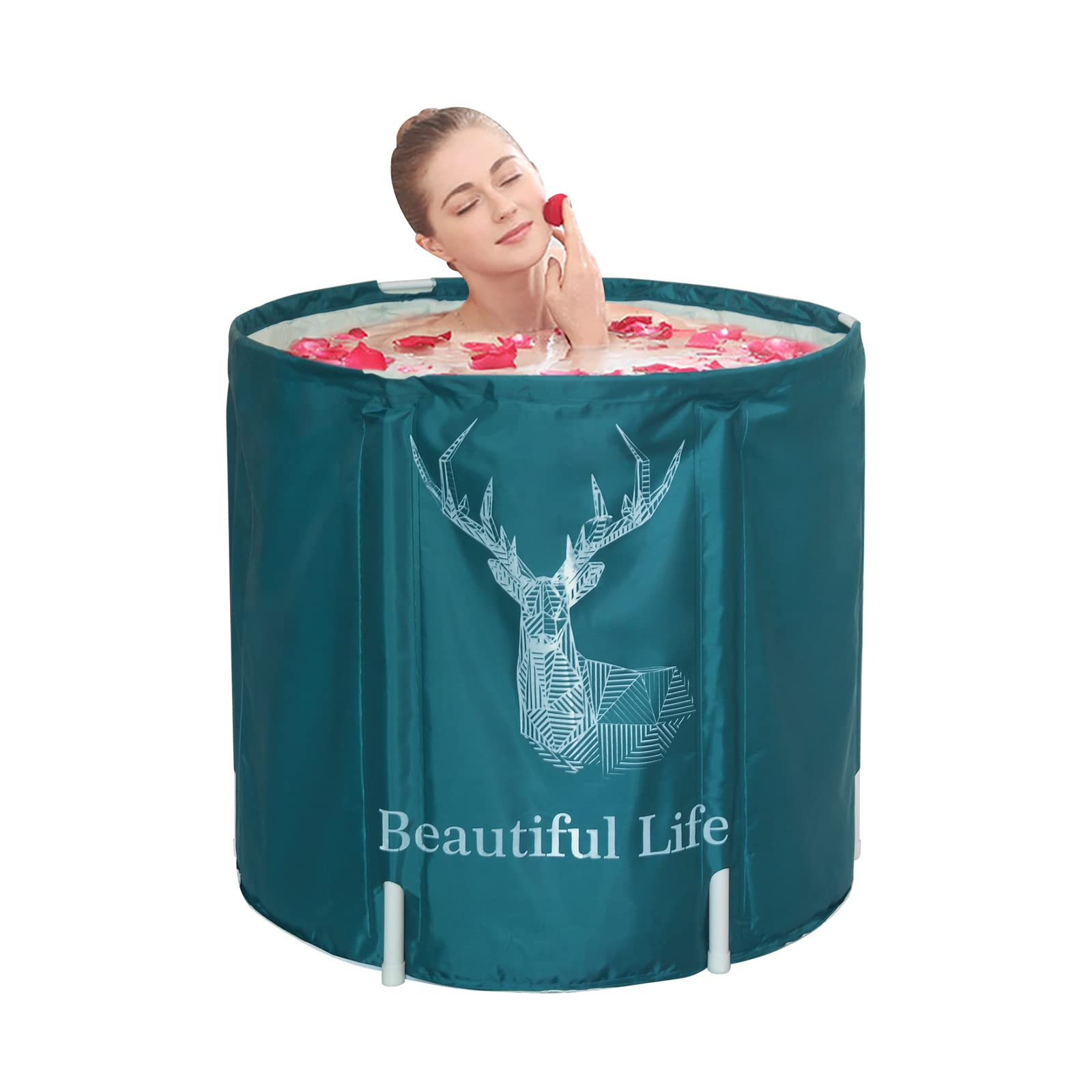 plegable, bañera de spa portátil, de cubo, bañera de PVC de 3 capas, piscina, cubo de baño para adultos y bebés （70 * 70 * 65cm, verde)