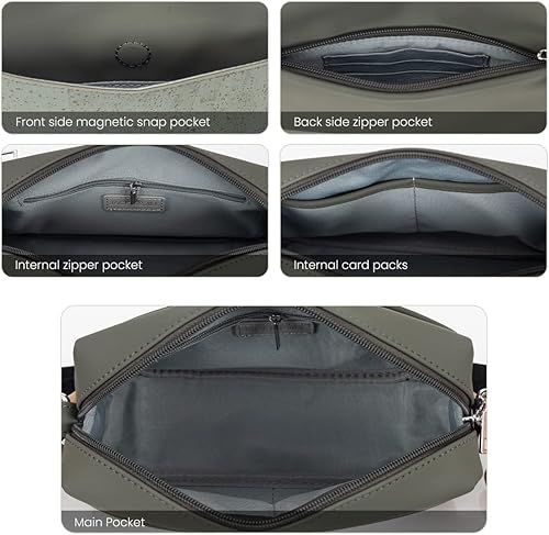 Miniatura 7 de Jackie&Jill Bolsos cruzados pequeños para mujer, bolsos de hombro de corcho y cuero con correa ancha, bolsa de cámara con cremallera superior