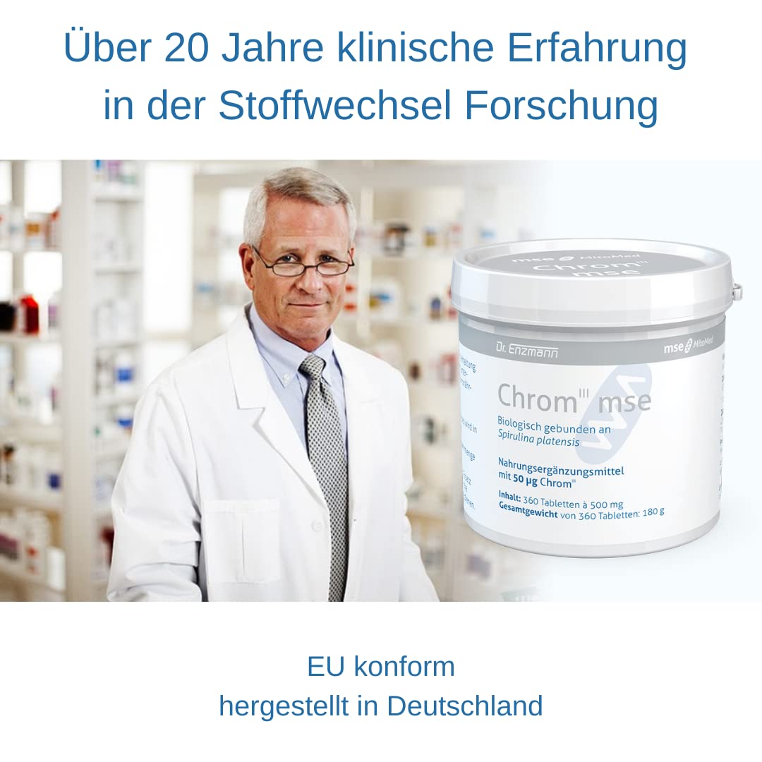 Chrom mit 50 µg Chrom III biologisch gebunden an Spirulina platensis – 360 Tabletten – vegan, ohne Zusätze – in Deutschland produziert & laborgeprüft