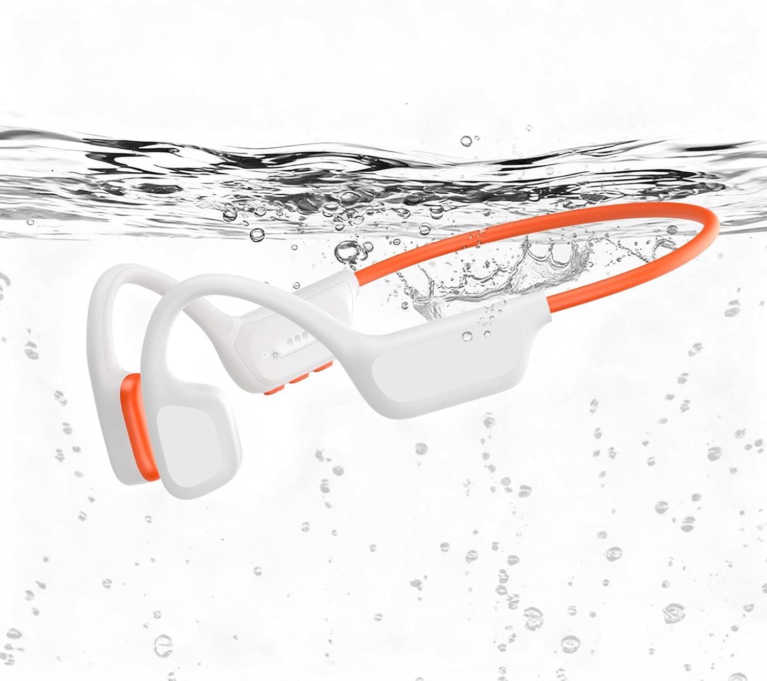 Bone Conduction Headphones, IPX8 Waterproof Swimming Headphones, Open Ear Headphones with MP3 Mode 32GB Memory Up to 12 Hours Playtime, Bluetooth 6.0 Earbuds Secure Fit for Running and Fitness, Orange