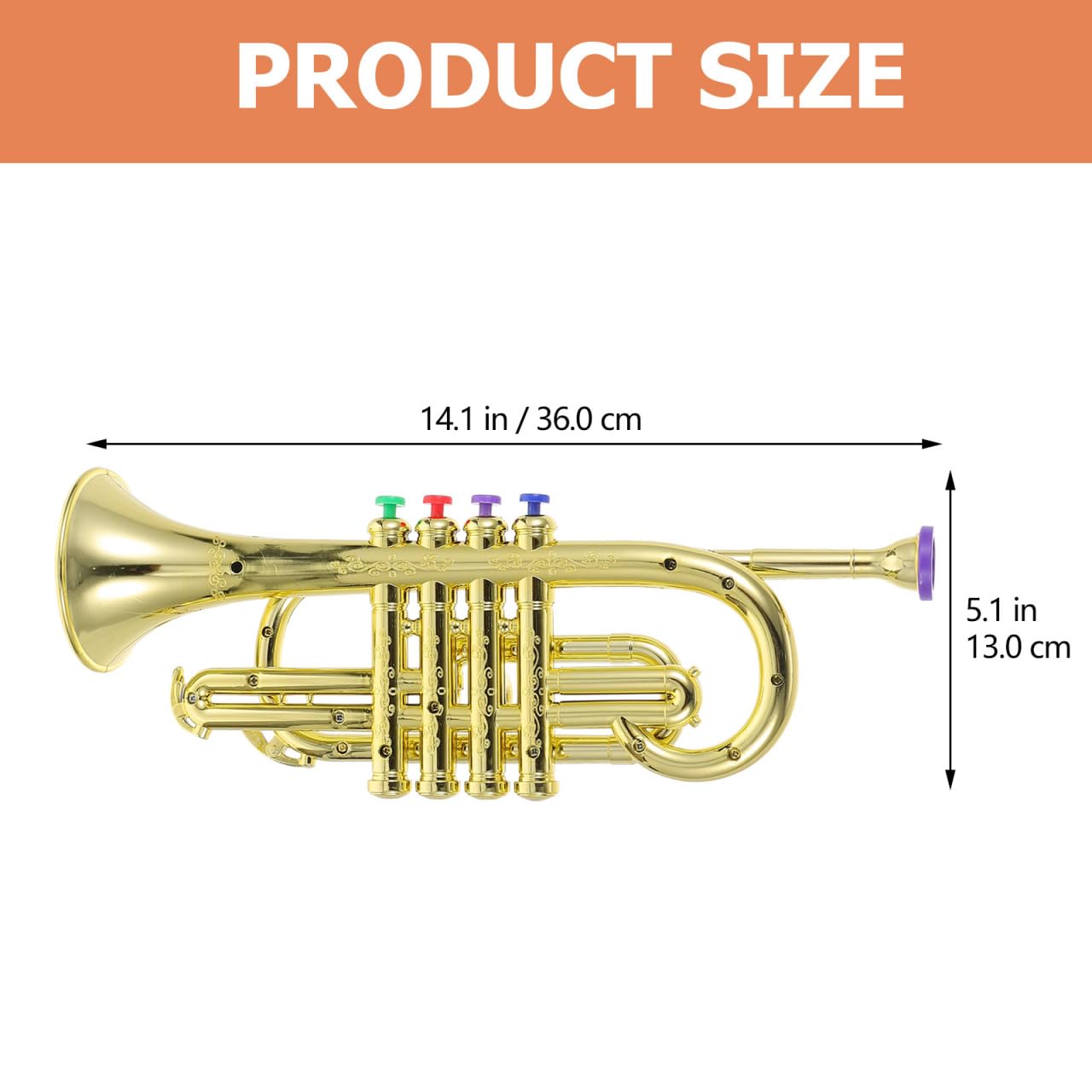 Jouet Trompette Enfants À Quatre Tons Instrument Musical Simulation En Plastique 14.17In Pour Éducation Musicale Et Développement Créatif