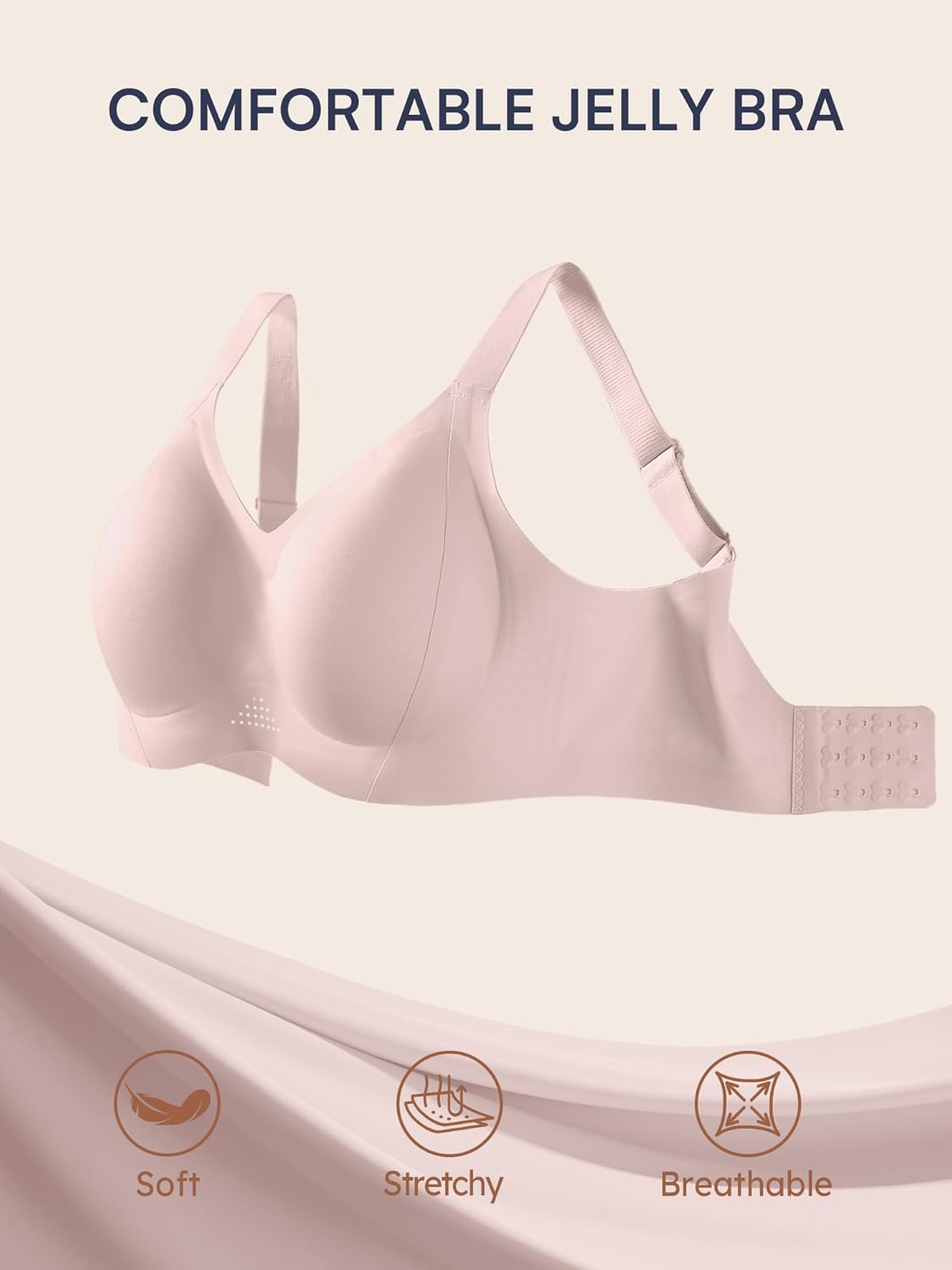 Wireless Jelly Bras for Women - Plus Size Full Coverage Seamless Bra No Underwire, Supportive T-Shirt Bralette for Older - Image 5