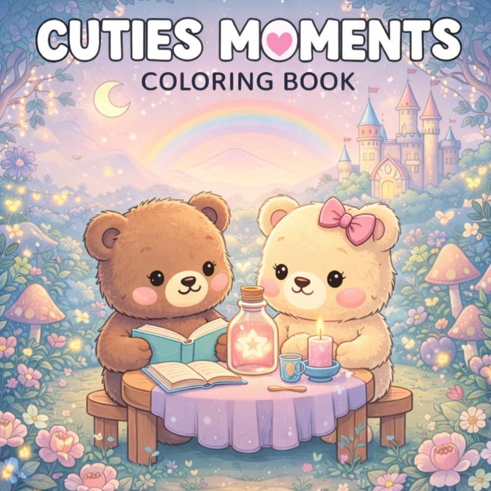 Cuties Moments: Coloring Book for Adults and Teens, Super Cute Animals, Easy and Relaxing
