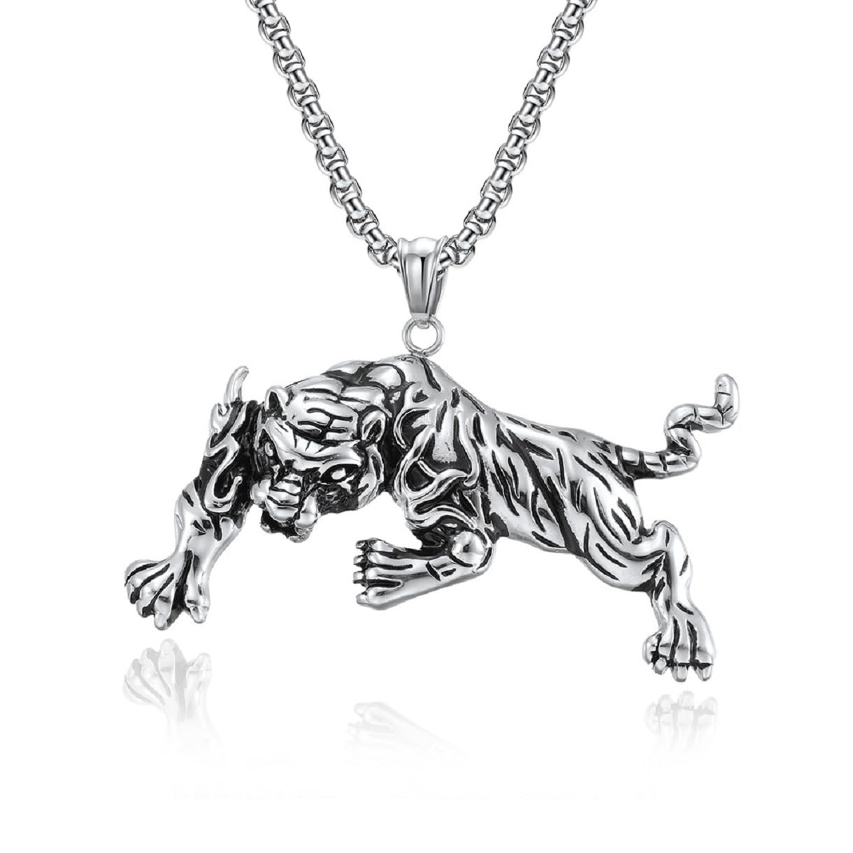 1 pezzo Collana con ciondolo a forma di testa di tigre, stile europeo e