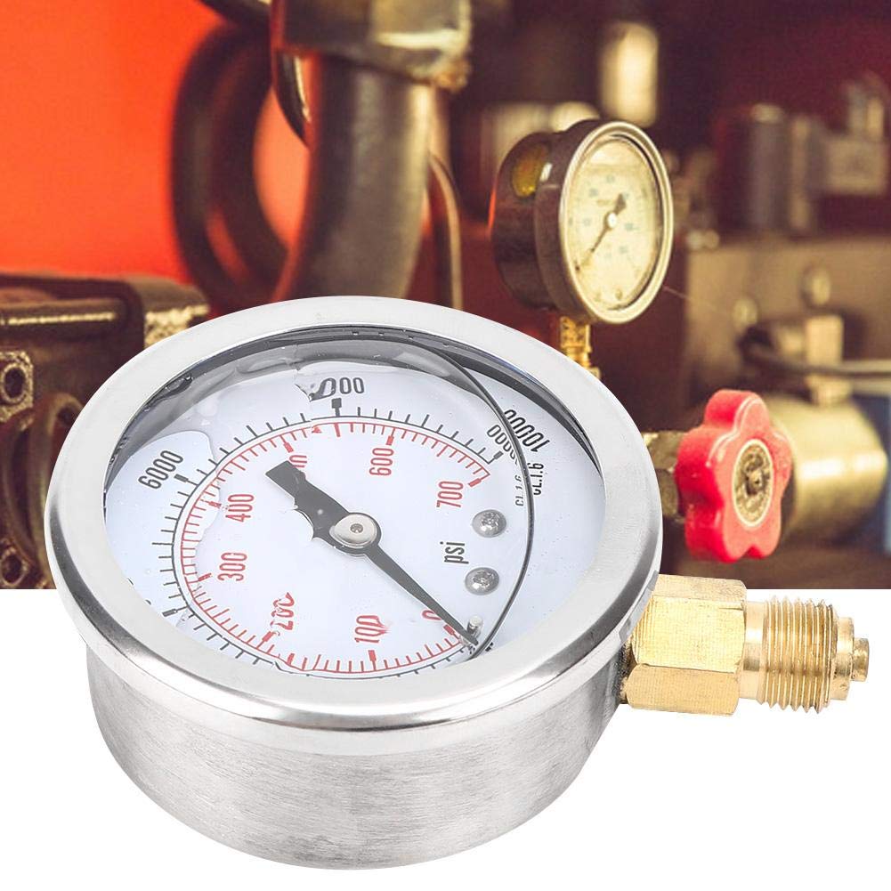BuyWeek Mini Manometro, Manometro Olio di Acciaio Inossidabile per Olio Combustibile Aria o Acqua 0-10000 Psi/0-700 Bar 1/4 BSP