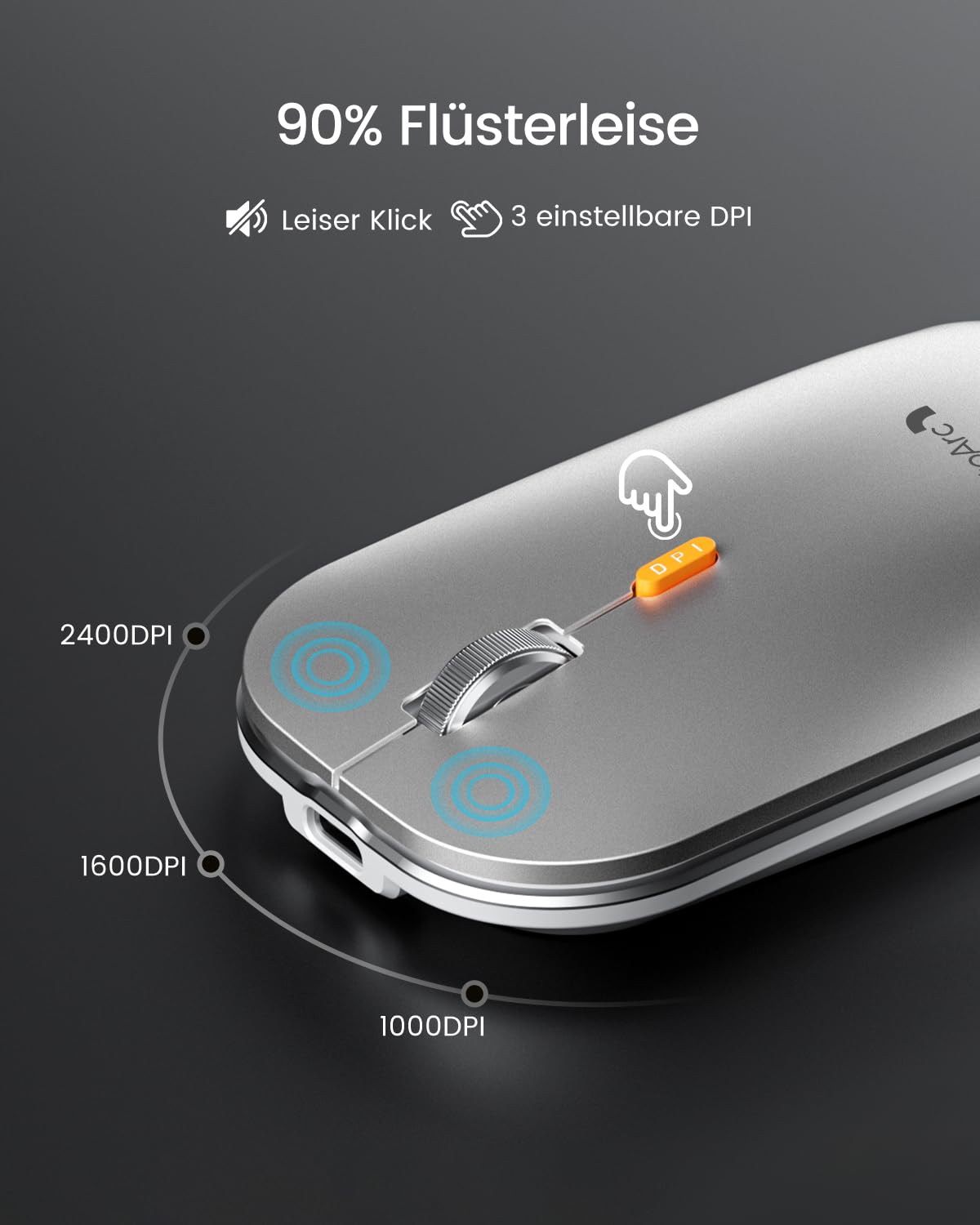 ProtoArc KM100-A Beleuchtet Tastatur Maus Set Kabellos für Mac, Bluetooth QWERTZ Funk Tastatur mit Maus, Wireless Flach Keyboard Multi-Gerät für MacBook Pro, MacBook Air, iPhone, iPad, Weiße