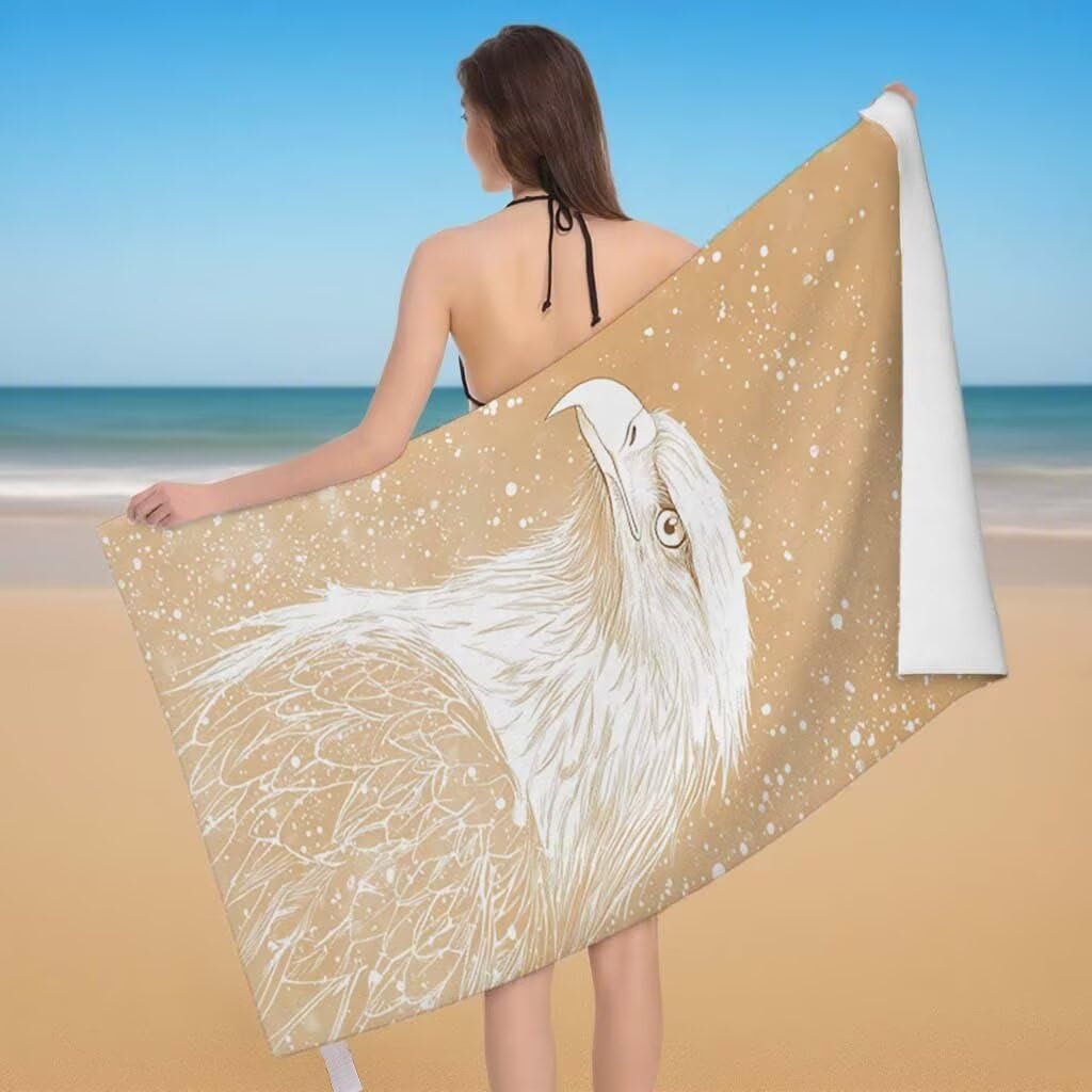 Telo Mare XXL 220x100cm/35x70cm, 2 Set Telo Mare Microfibra Aquila Asciugamano Palestra Uomo, Antisabbia, Leggero, Asciugatura Rapida, Teli da Spiaggia Grandi Accessori per Camping Natation Yoga B-60