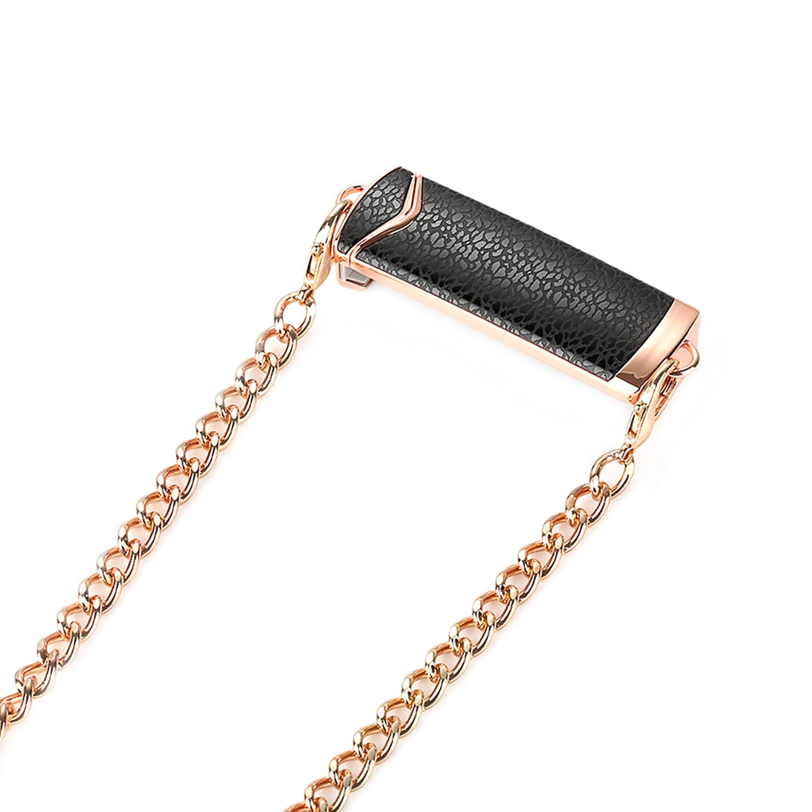 SYOSI Lanyard Phone Holder, Universal Metal Crossbody Phone Chain Clip Adjustable Phone Clip with Lanyard Compatible with Most Smartphones (Black + Rose Gold)