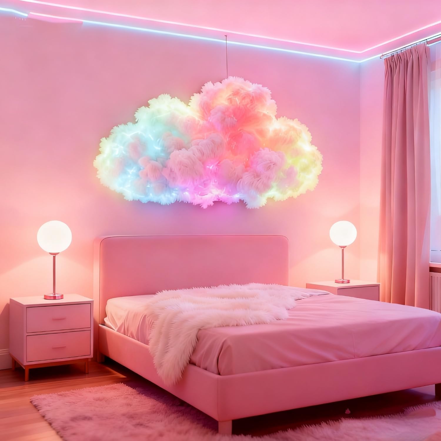 DIY USB-Powered Thundercloud LED Light Decor, LED Cloud Light with Music Rhythm, 3D Cloud Lights for Ceiling, with Multicolor Color-Changing, for Bedroom, Gaming, Kids Room (400cm /13.12ft)