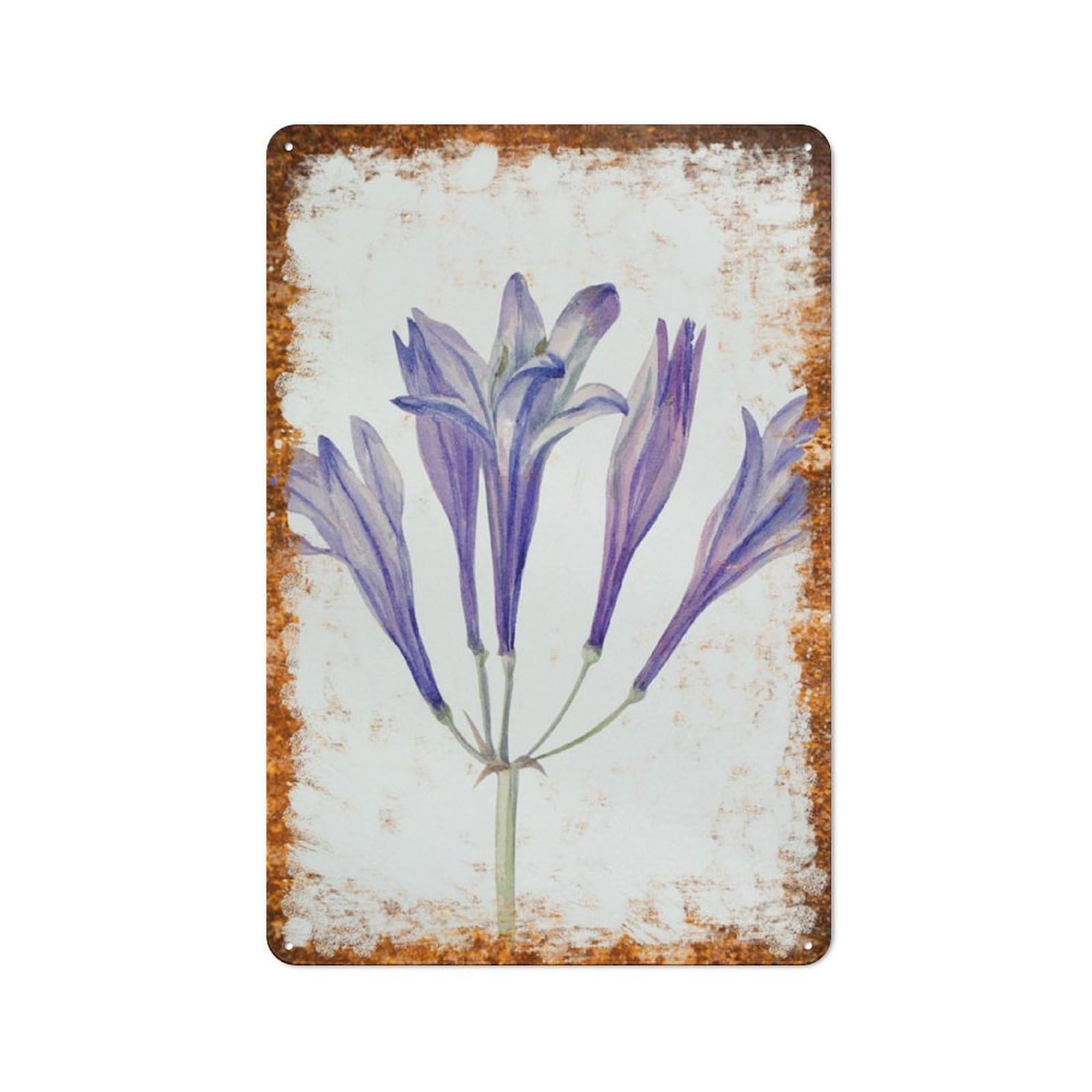 peiyeety Metal Tin Sign Vintage Watercolor Purple Lily Flower Art, Minimalist Botanical Home Accent, Durable Rustic Plaque for Bedroom, Living Room, Office,12x16 Inch