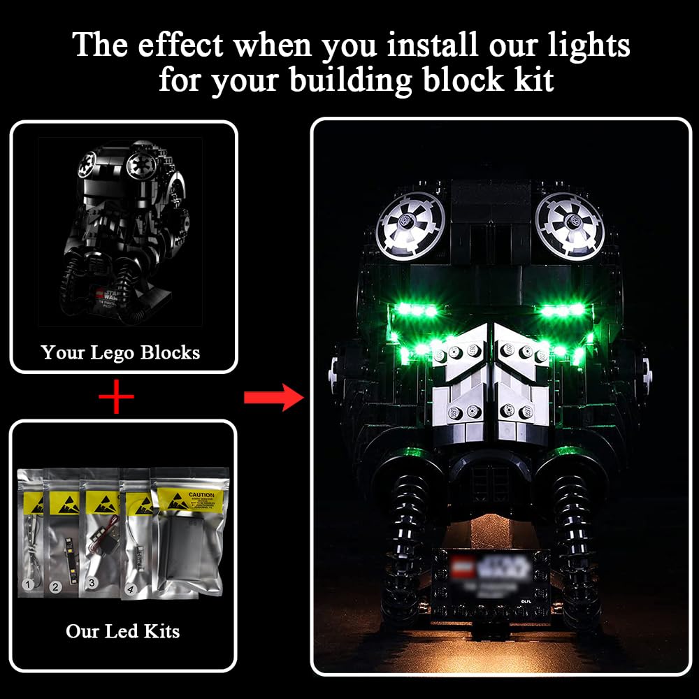 Kyglaring LED Lighting Kit for Lego 75274 Tie Fighter Pilot Helmet Building Set (No Model) - Lights Set Compatible with Lego Star Wars 75274 Set - Without Building Set(Standard Version)