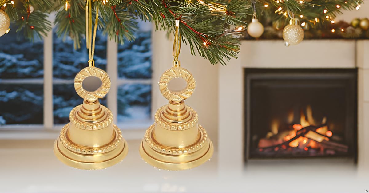Wonderlist Handicrafts Jingle Bell 5 cm, świąteczny dekoracyjny mosiądz, dzwonek dla zwierząt domowych, psa, kota, wisiorki, dekoracja choinki, dzwonki do domu, dzwonki do drzwi, zestaw 5 szt., złoty