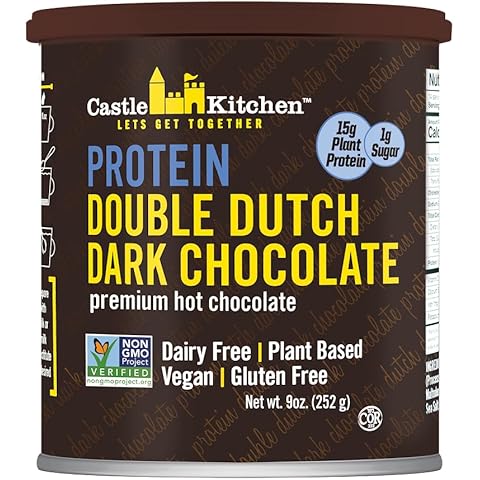 Castle Kitchen Protein Hot Chocolate (9 Oz) - 15 Grams of Plant Protein Per Serving - Great Tasting Vegan Hot Cocoa Mix (1G Sugar Per Serving)-Low Carb, Keto Friendly, Gluten and Dairy Free Cover