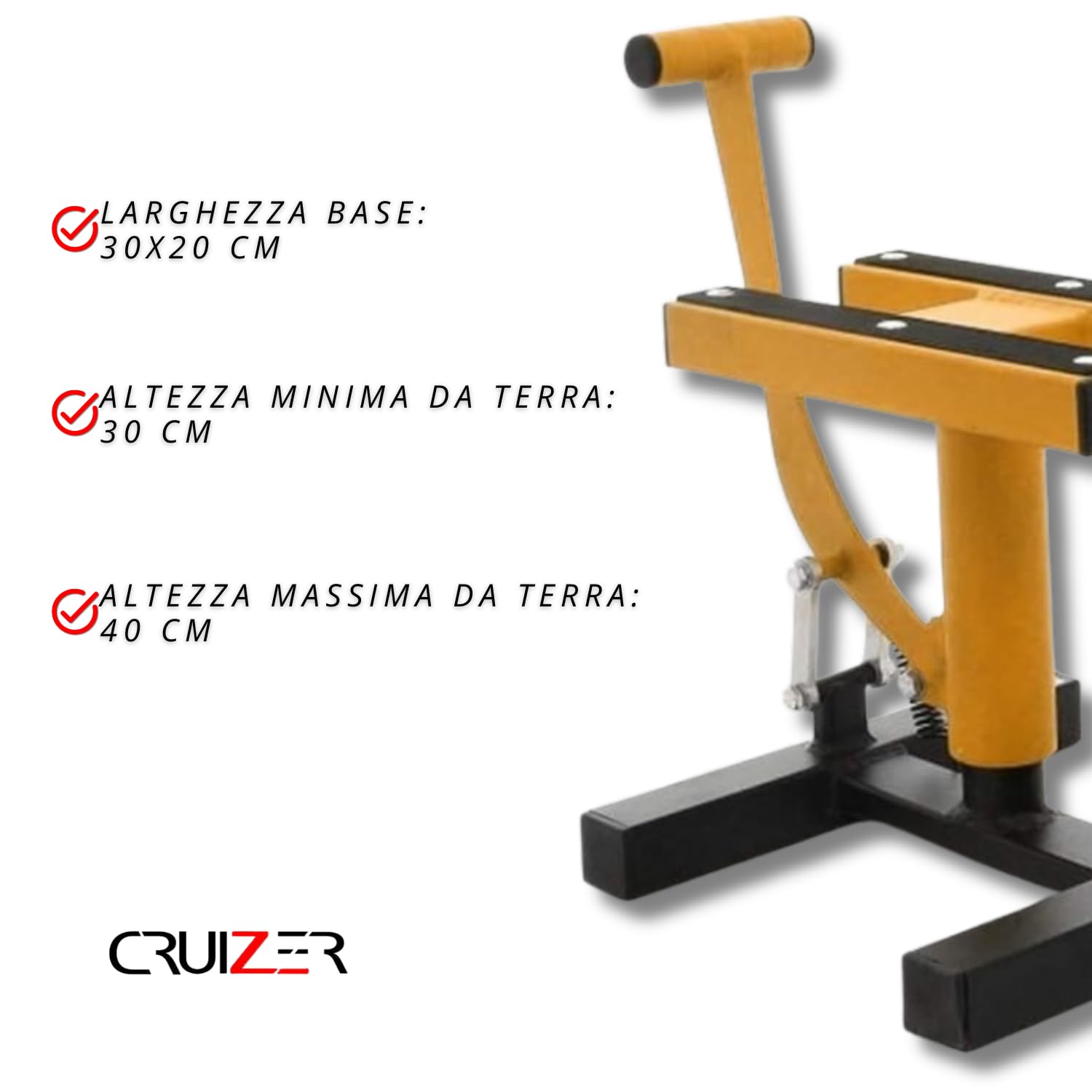 CRUIZER Caballete central amarillo para moto, motocross, enduro, motard, mantenimiento, carga máxima 200 kg, colores surtidos (amarillo)