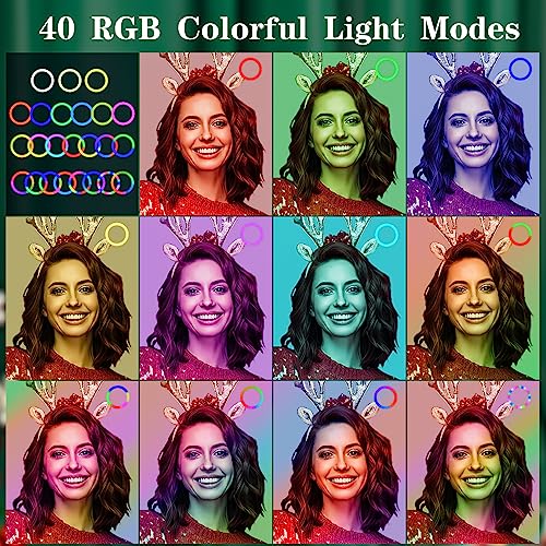 LED Ringlicht mit Stativ Handy 10 Zoll - 40 RGB-modi Dimmbare Selfie Licht Ringleuchte Ring Light Lichtring Ringlampe - Handystativhalter mit Lampe für Smartphone Kamera YouTube Vlog Fotografie 2
