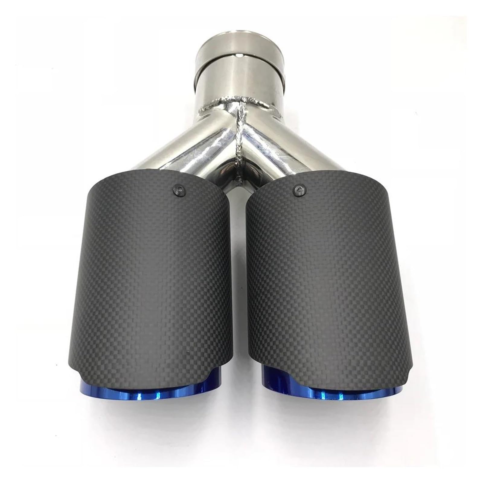 Tuyaux D'échappement 1 Pièces Système D'échappement Arrière Voiture Fiber Carbone Mat Enduit Bleu Acier Inoxydable Double Tuyaux D'échappement Tuyau D'échappement Embout Échappement