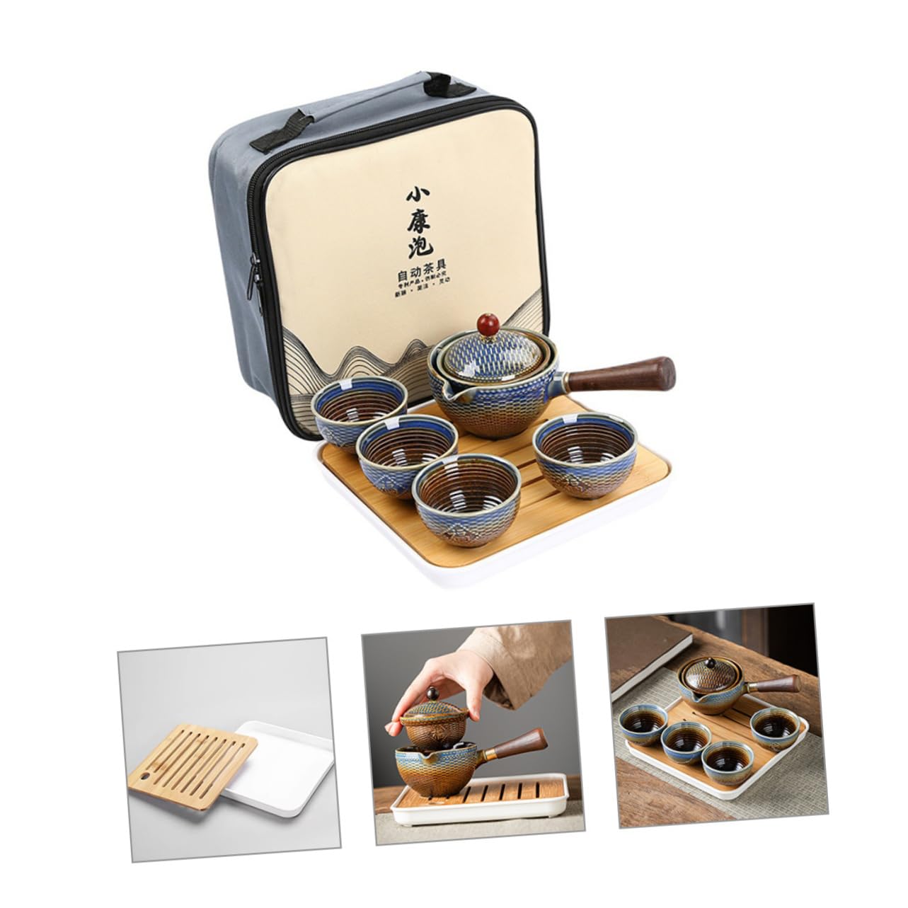 ABOOFAN Tetera Automática Diseño Elegante de Cerámica Juego de Té Portátil y Material Resistente para Viajes y Actividades al Aire Libre para Aficionados al Té