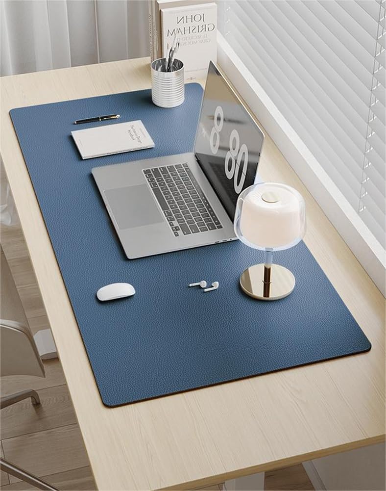 Luxuriöse Leder-Schreibtischunterlage, erweitertes Mauspad, langlebig, Büro, Zuhause, Schule, Tisch, Schreibtischunterlage, wasserdichter PU-Leder-Schreibtischschutz (Grau, 90 x 160 cm)