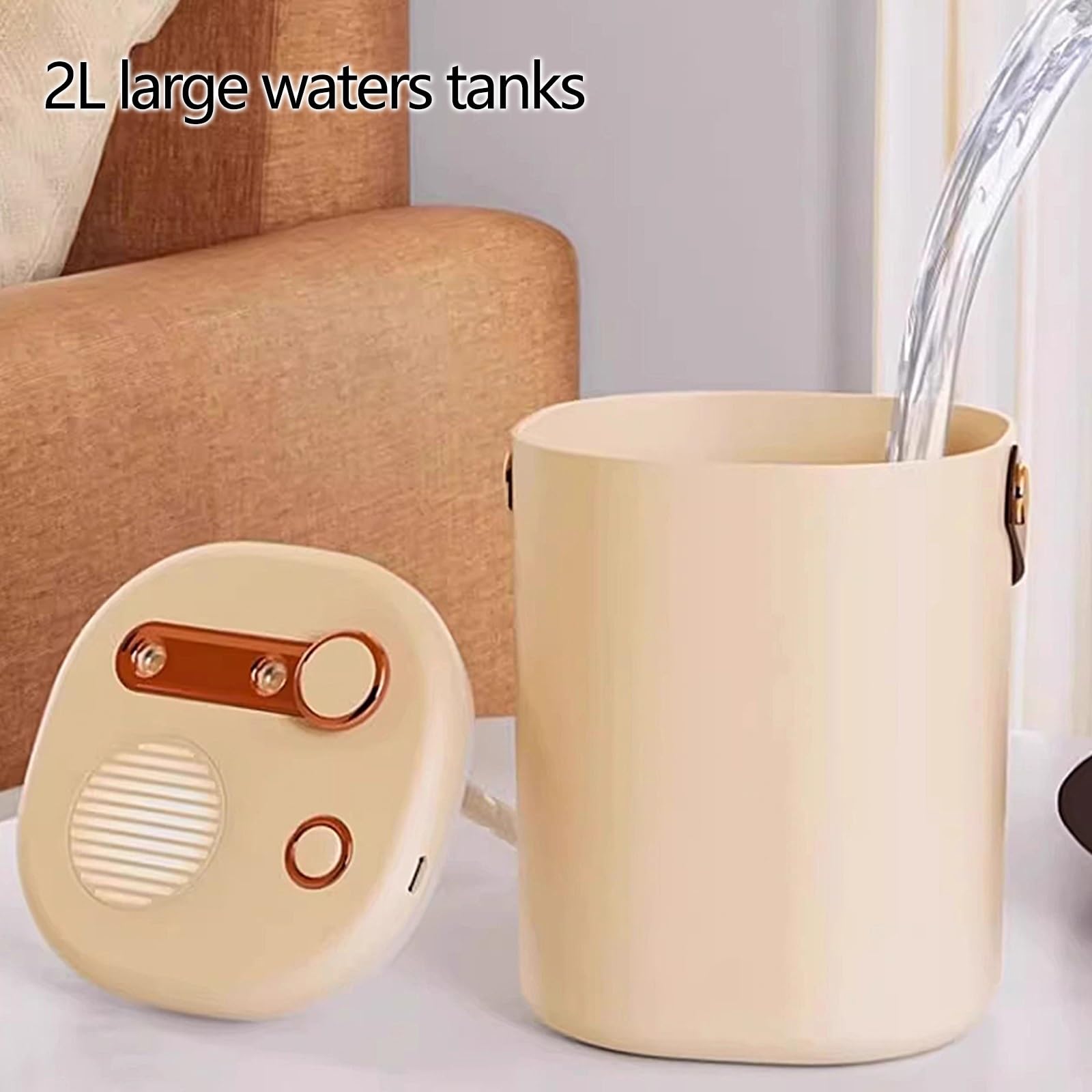 Umidificatore Ambiente con Maniglia, Serbatoio Dells'acqua da 2 Litri, 35dB Silenzioso, Umidificatore con Doppia Porta Spray, 3 Livelli di Volume della Nebbia(Gray)