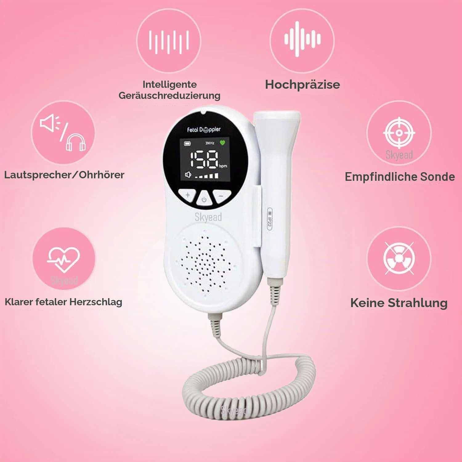 Fetaler Doppler 3 MHz + Gel 250 ml – Hören Sie den Herzschlag des Babys zu Hause (1)