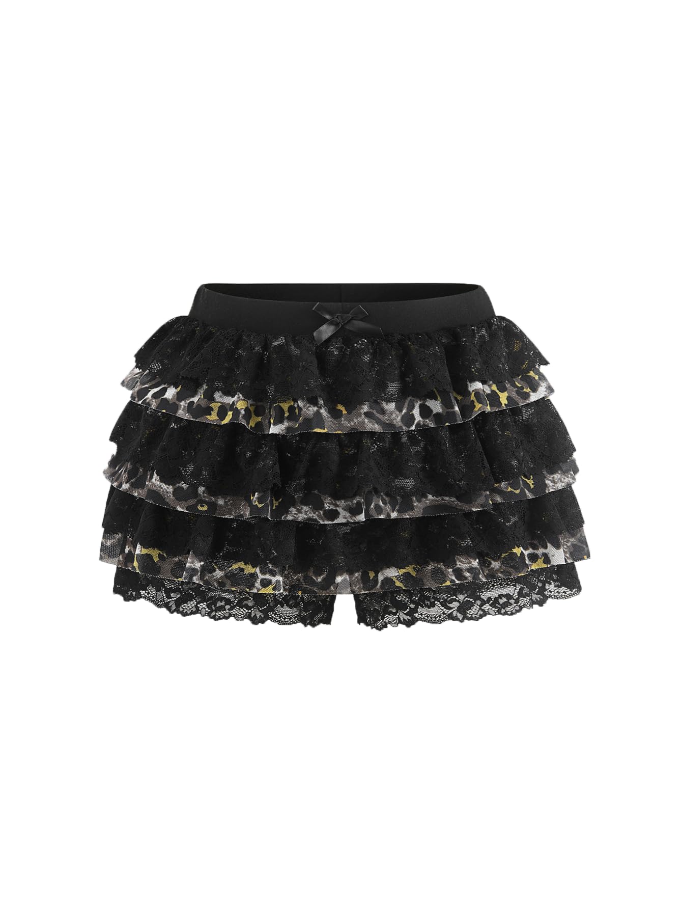 Women Y2K Lace Multi-Layered Bloomers Lolita Ruffle Shorts Cute Mini Skirt