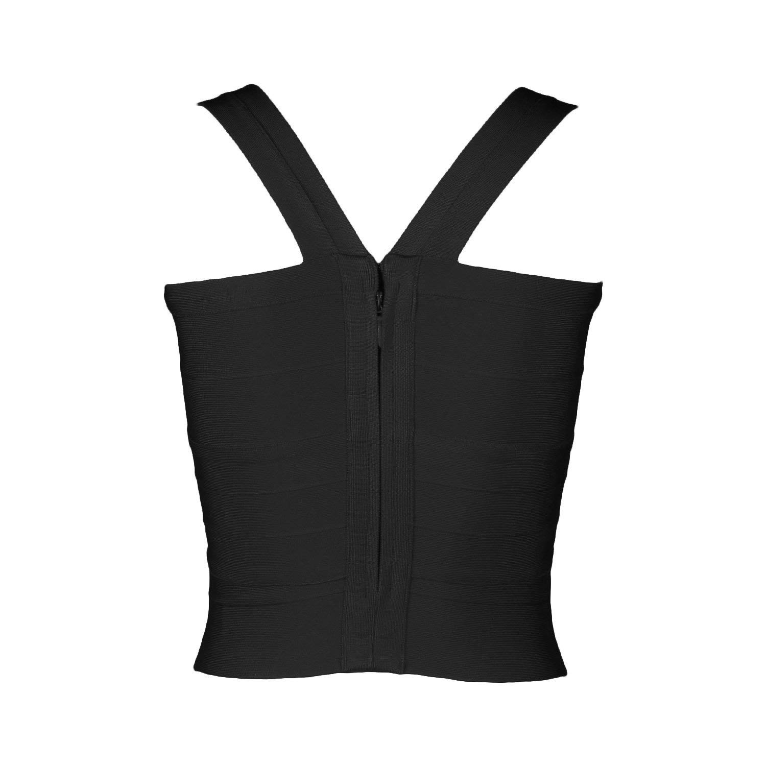 iFashion mujeres correa de compresión Tank Tops elástico camiseta de tirantes Club tops - negro -